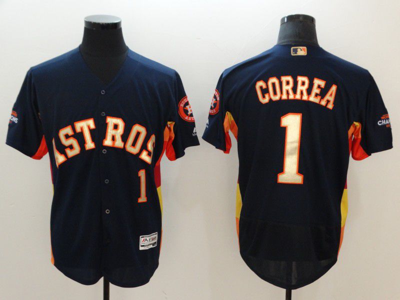 Men Houston Astros #1 Correa Blue Elite Champion Edition MLB Jerseys1->boston bruins->NHL Jersey